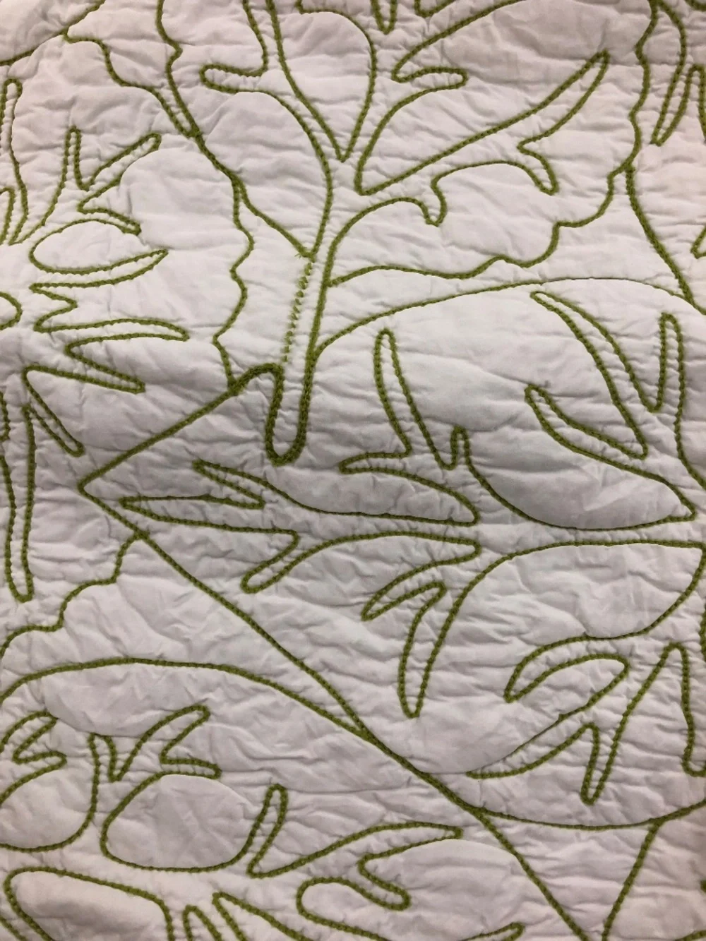 Grandin Road embroidered standard pillow shams 100% cotton leaf print Palm Beach
